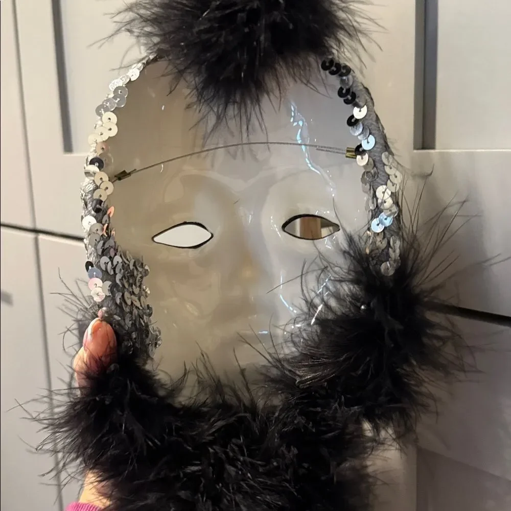 Elegant Black and Silver Feathered Mask ceramics
